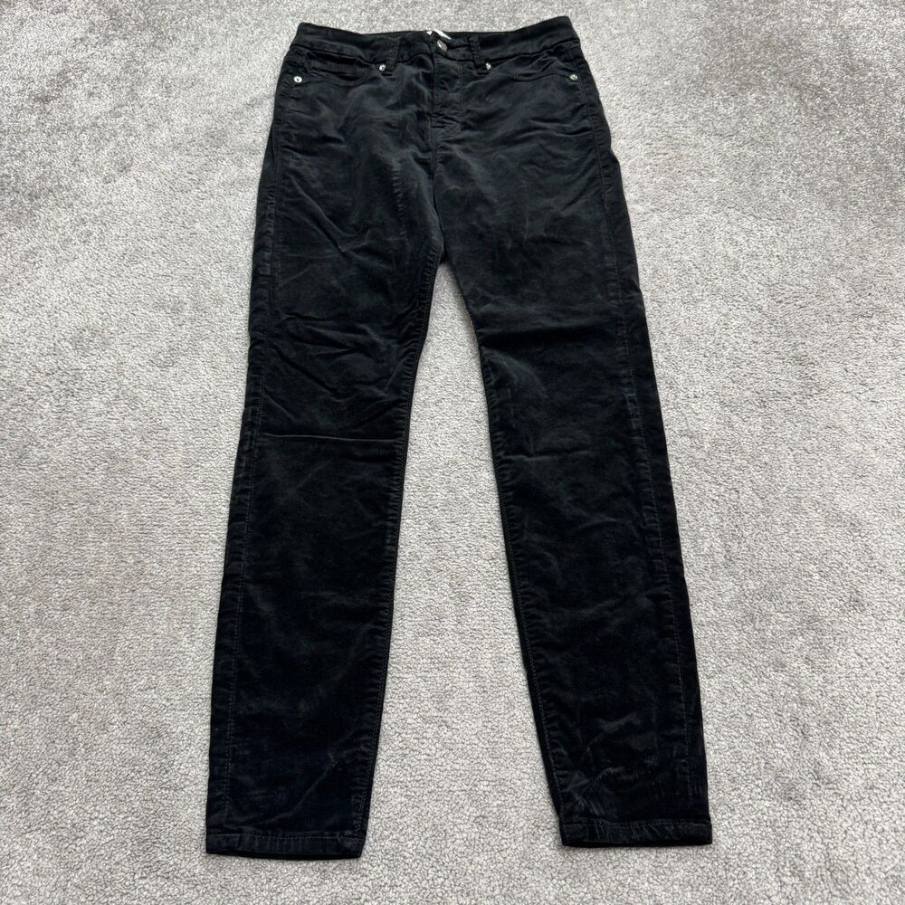 Good American Good Legs Crop Skinny Jeans Women 0/25 Black Soft Velvet High Rise